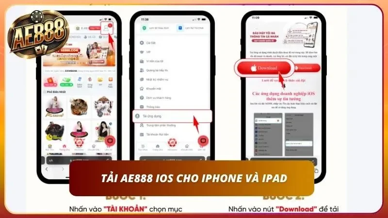 Tải App AE888 Cho iOS, Android, APK – Mới Nhất 2026 2 Giao diện tối ưu hoàn hảo trên nền tảng hệ điều hành bảo mật iOS