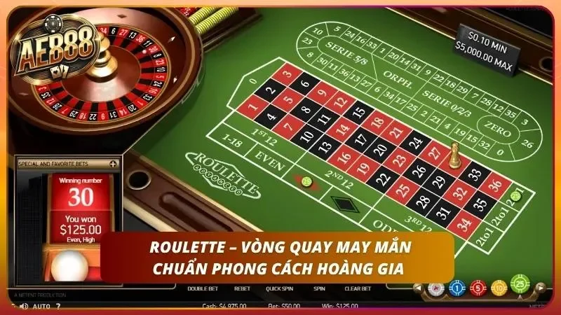 Bàn Roulette nổi bật với vòng quay may mắn đầy kịch tính